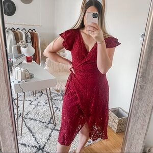 Ali & jay red lace wrap dress​
